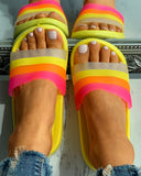 Colorblock Open Toe Casual Slippers