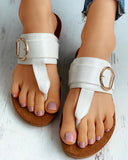 Toe Post Buckle Detail Flat Sandals