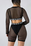 sexy perspective long sleeve two pieces set