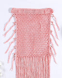 Hollow Out Tassel O Ring Decor Bohemian Cover Up Skirt