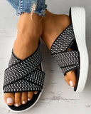Cross Strap Open Toe Wedge Sandals