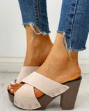 Crisscross Design Chunky Heeled Sandals