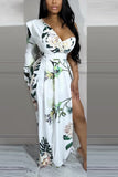 Sexy Party Formal Floral Not Positioning Printed Slit Printing One Shoulder Printed Dress Dresses