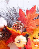 Fall Wreath Autumn Harvest Wreaths Maple Leaf Pumpkin Pine Cones Wreath For Front Door Halloween Thanksgiving Festival Decoration