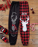 Christmas Elk Letter Plaid Print Pocket Design Pants