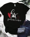 Valentine's Day Letter Heart Print Short Sleeve Top