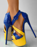 Buckled Colorblock Bandage Cutout Stiletto Heels