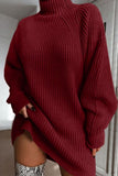 Casual Solid Basic Turtleneck Long Sleeve Dresses