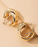 1Pair Double Circle Hoop Earrings