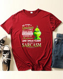 Christmas Letter Grinch Print T shirt