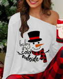 Christmas Letter Plaid Print Long Sleeve Pajamas Set