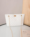 Quilted Twist Lock Chain Tote Bag