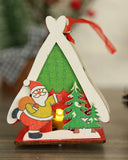 Christmas Luminous Wooden House Creative Small House Ornament Home Party Christmas Tree Pendant