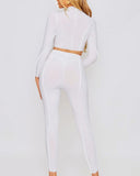 Long Sleeve Top & High Waist Skinny Pants Set