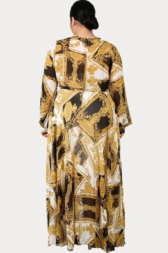 autumn fashion v neck printed dresses