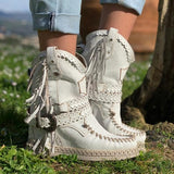 vintage tassel stone washed boots