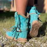 vintage tassel stone washed boots