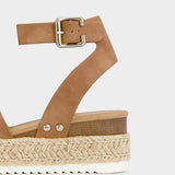 burlap espadrille platform sandals