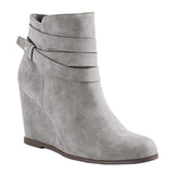 autumn winter fashion suede strap zipper wedge boots