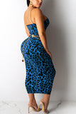 sexy leopard print sling dress without belt