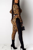 fashion leopard printing stitching suit