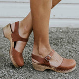ankle strap chunky heel low platform sandals