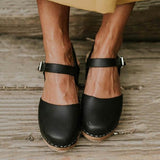 ankle strap chunky heel low platform sandals