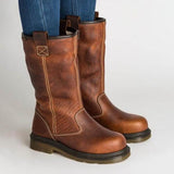 plain flat round toe date outdoor mid calf flat boots