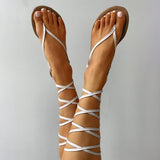 bandage lace up toe post sandals