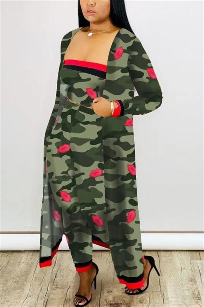 fashion sexy print leopard 3 piece suit wrap chest trousers long coat