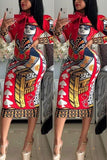fashion print medium length dress