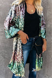 casual flare sleeve multicolor coat