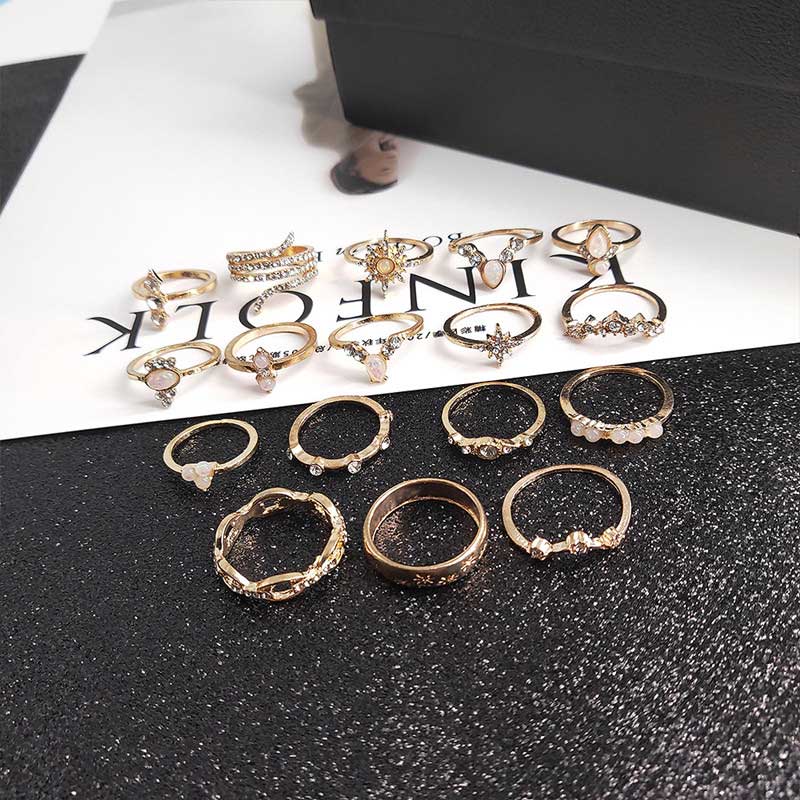 fashion casual diamond ring set of 17