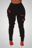 sexy broken holes embroidered trousers
