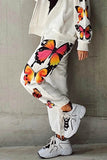 fashion casual butterfly print trousers