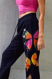 fashion casual butterfly print trousers
