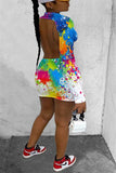sexy turtleneck print graffiti dress