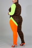 fashion sexy multicolor long sleeve jumpsuit