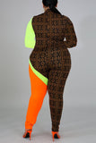 fashion sexy multicolor long sleeve jumpsuit