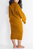 fashion turtleneck solid color two piece