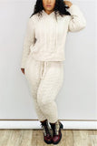 fashion casual solid color hooded sweater two piece