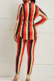 multicolor striped print pants set
