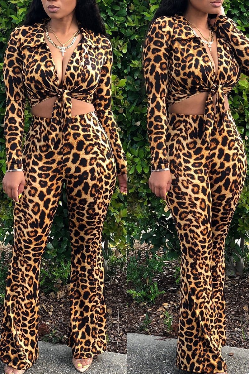sexy leopard print pants set