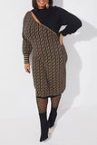 Sexy Casual Print Patchwork Printing Zipper O Neck Long Sleeve Dresses