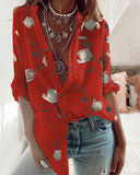 Floral Print Button Front Long Sleeve Shirt