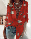 Floral Print Button Front Long Sleeve Shirt
