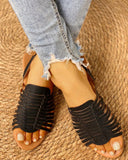 Braided Design Peep Toe Flat Sandals