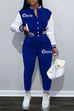 Fashion Casual Patchwork Letter Long Sleeve Two Pieces