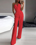 Plaid Print Straight Leg Tube Jumpsuit