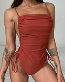 Sleeveless Tied Detail Ruched One Piece Swimsuit